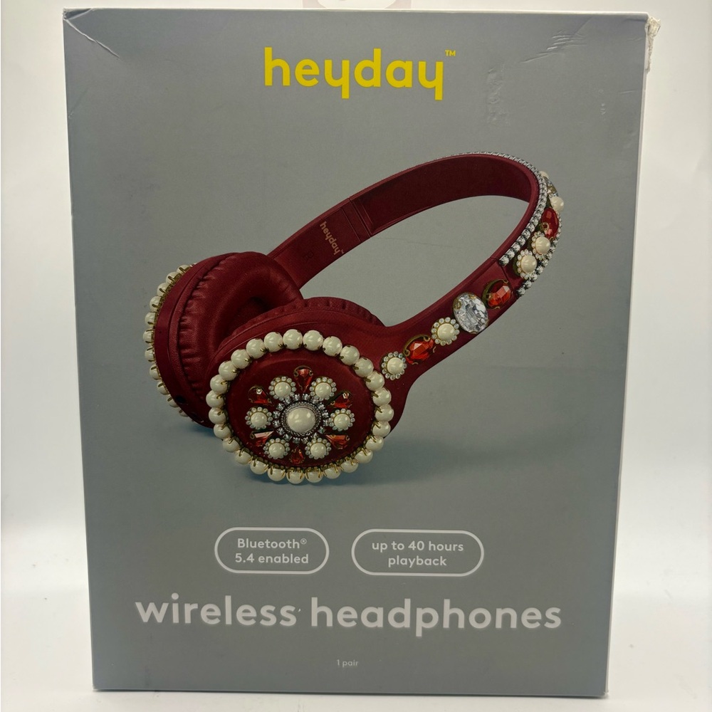 Heyday Red Wireless Headphones with Embellishments